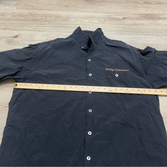 Harley Davidson Embroidered Shirt Mens Size XXL Black Vintage SILK RARE - Picture 6 of 9